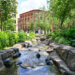 Urban Garden and Stream in Mears Park in Lowertown St. Paul